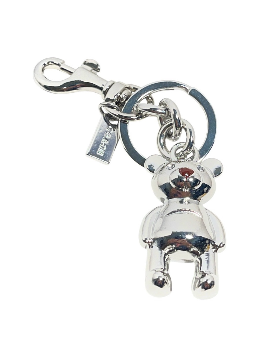 Coach Silver Teddy Bear Charm Keychain - NWOT **